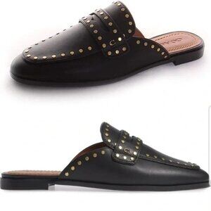 Coach Black Leather Gold Stud Mule (G2667) Women's Size 5.5 B NWOb